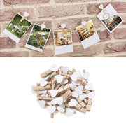 Heart-shaped wooden clothespins with white heart tops, 50 pcs, Simples Market, for photo display and crafts