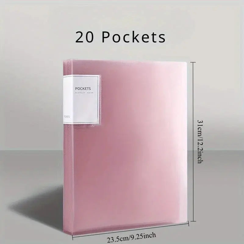 Folder 20 pockets, pink A4 transparent insert folder by Simples Market for large-capacity office storage