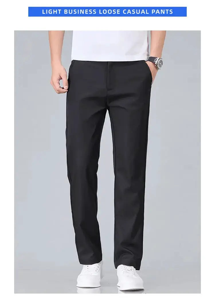 Men's black casual trousers by Simples Market; slim-fit, stretch cotton fabric.