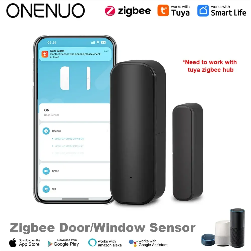 Simples Market Zigbee door/window sensor, two wireless detectors with app control; works with Alexa and Google Home