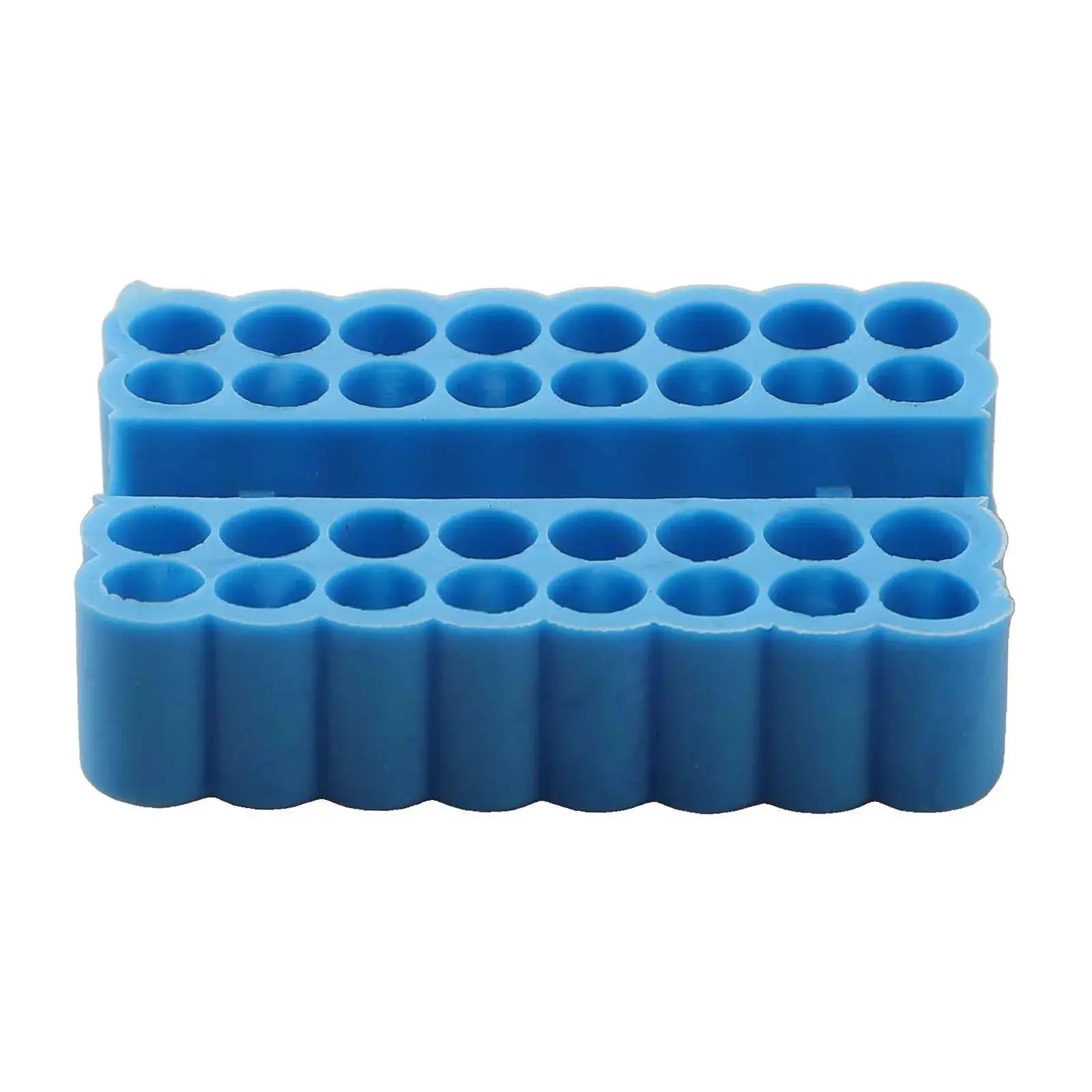 2-piece blue silicone bit holder organizer with 32 holes for 6.35mm hex shank screwdriver bits