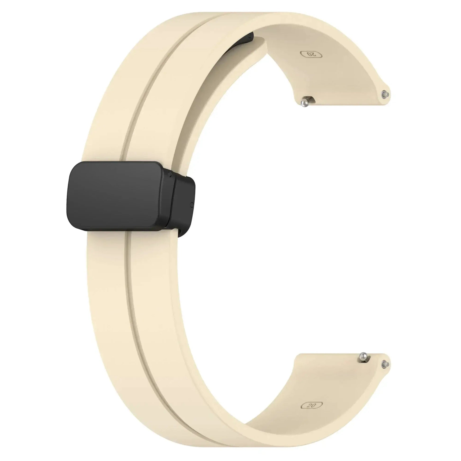 Beige silicone watch strap (20mm/22mm) with magnetic buckle for Samsung Galaxy Watch and Huawei GT series