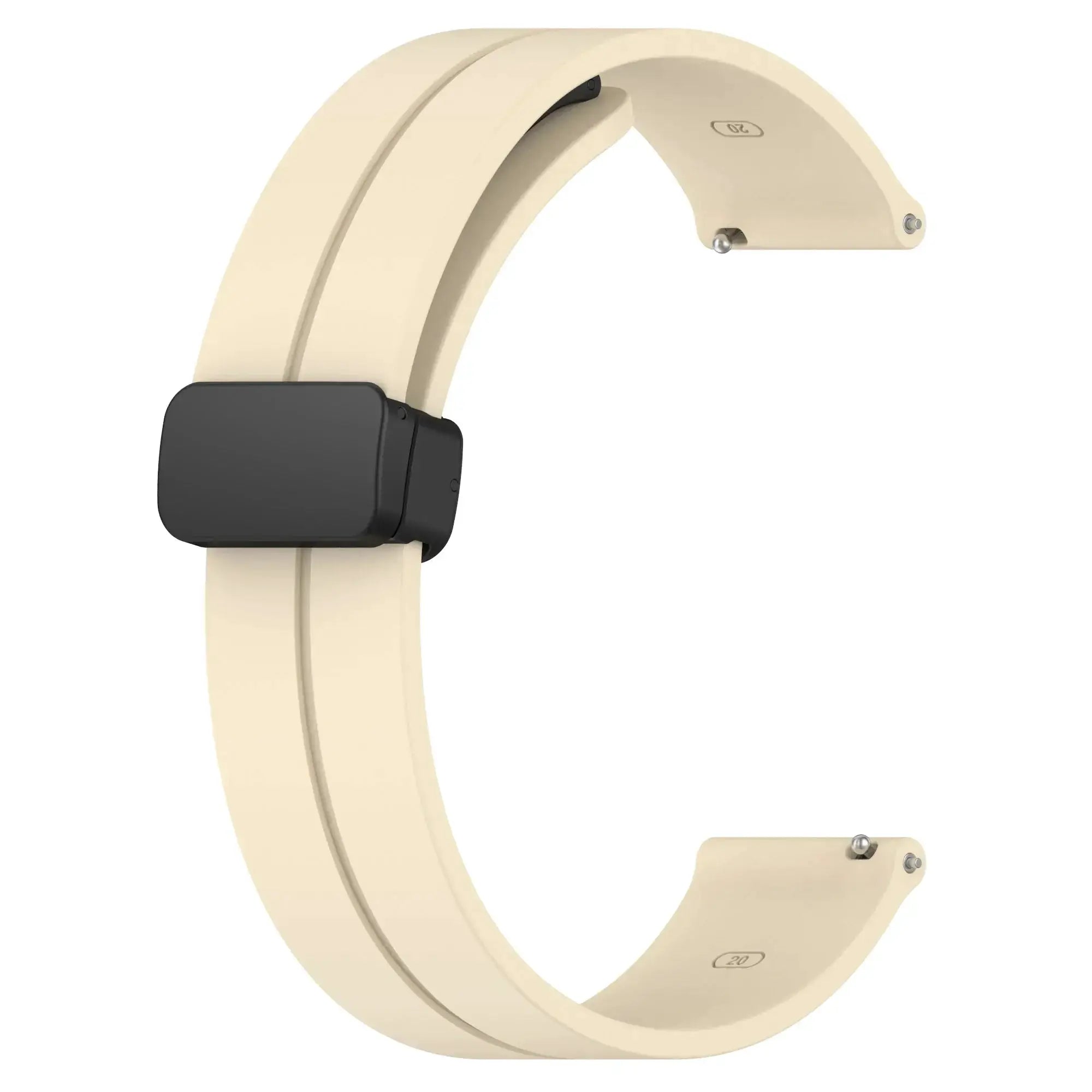 Beige silicone watch strap (20mm/22mm) with magnetic buckle for Samsung Galaxy Watch and Huawei GT series