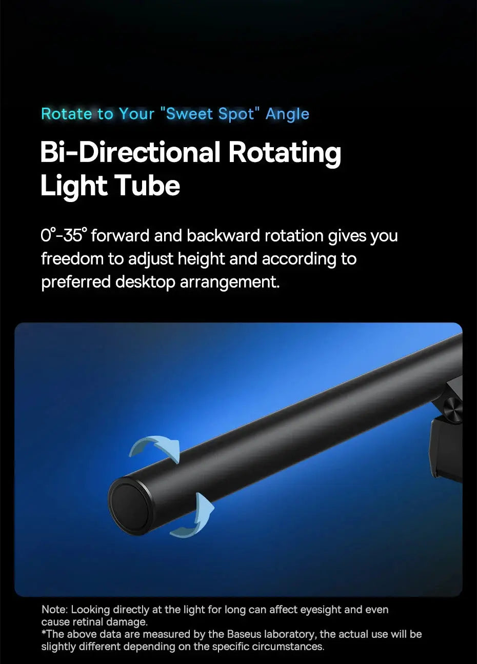 Baseus Bi-Directional Rotating Light Tube desk lamp in black finish