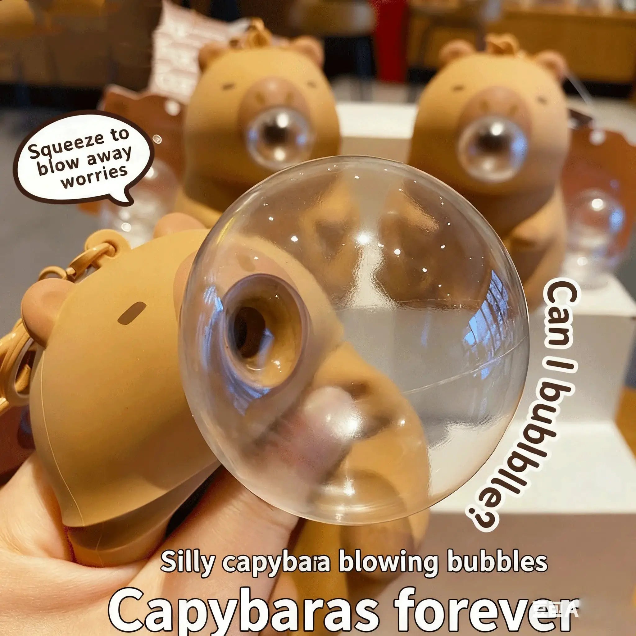Capybara Doll Pinch Pendant Toy Stress Relief Squeeze Bubble Decompression For School Bags Keychains Car Desk Decor Gift