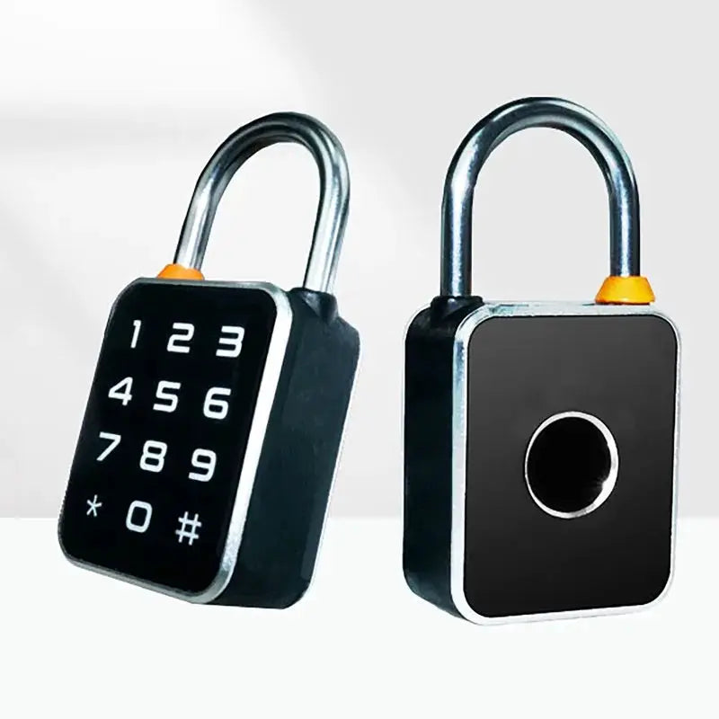 Simples Market 3-in-1 Mini Smart Padlock 2-pack with USB charging, keypad & fingerprint, black with silver shackle
