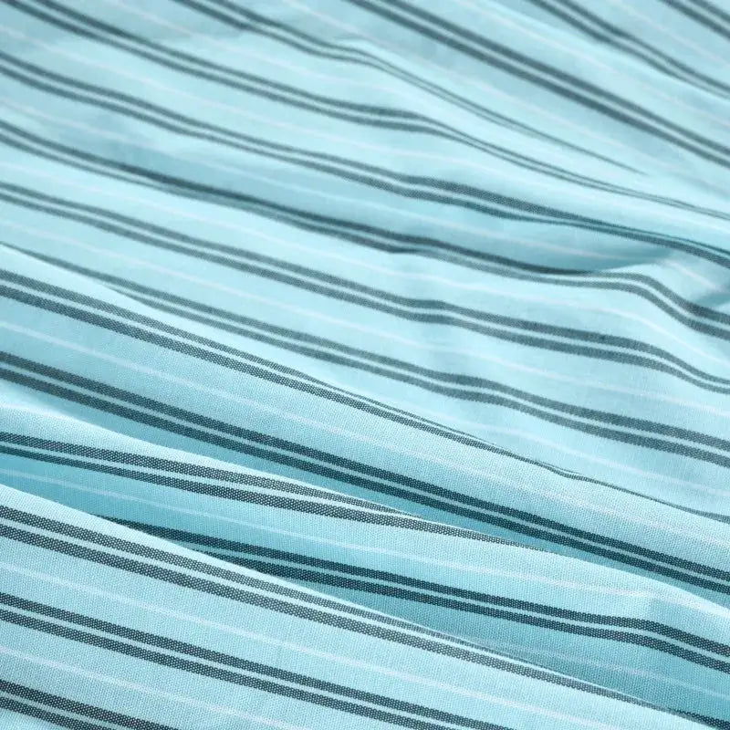 Men's striped cotton underwear fabric in turquoise with dark navy stripes