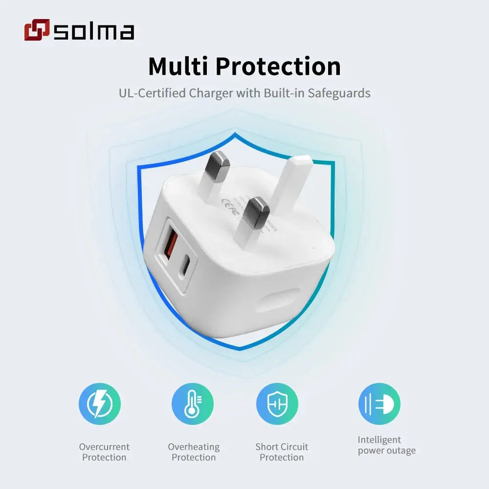 Solma PD USB Charger For Mobile Phones Fast Charge USB C Wall Adapter Portable Phone Charger