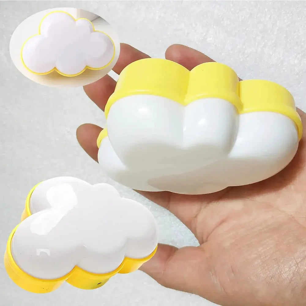 LED cloud night light pair with yellow rim, plug-in motion sensor auto on/off