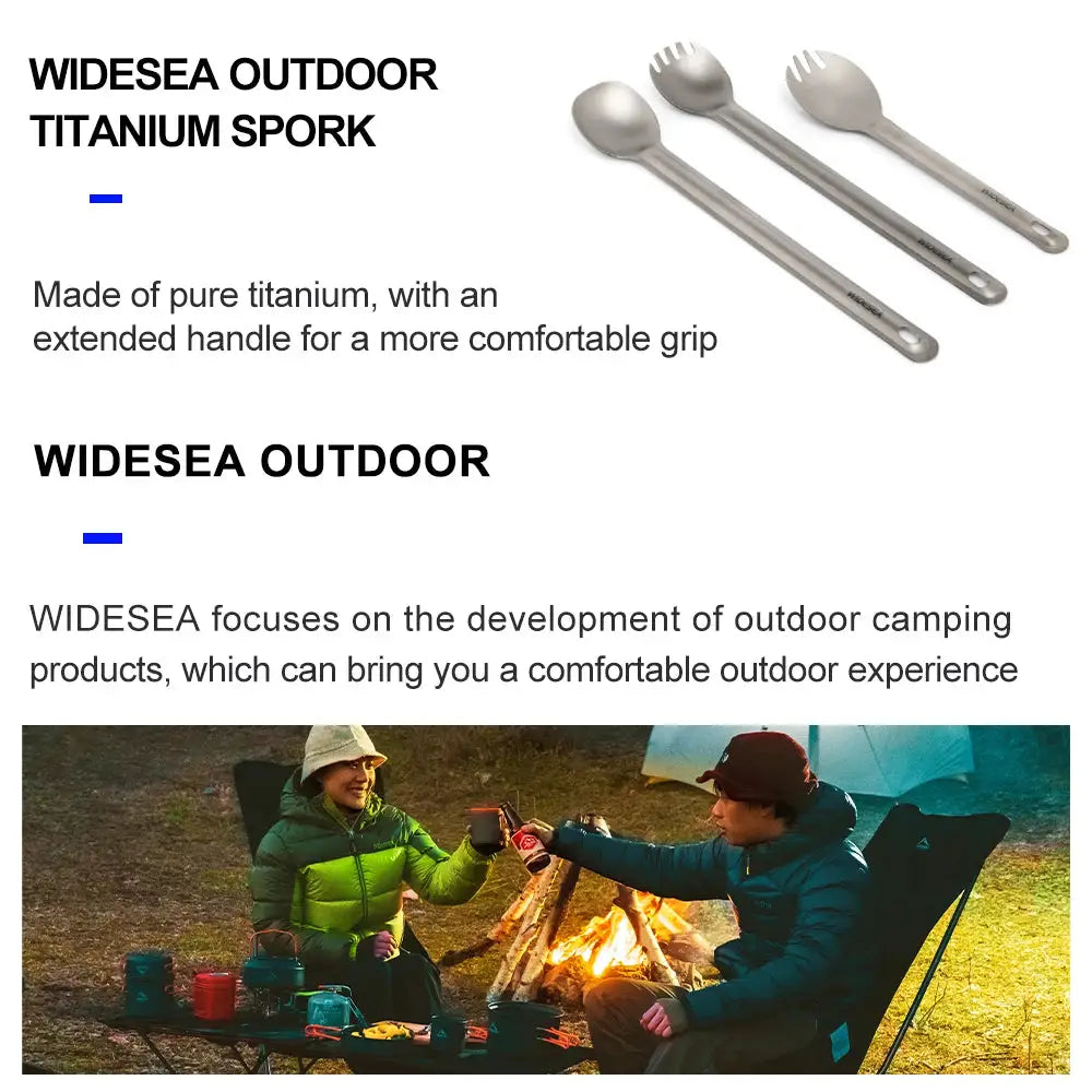 Widesea Titanium Spork Ultralight Camping Utensil For Hiking And Travel Durable Outdoor Tableware