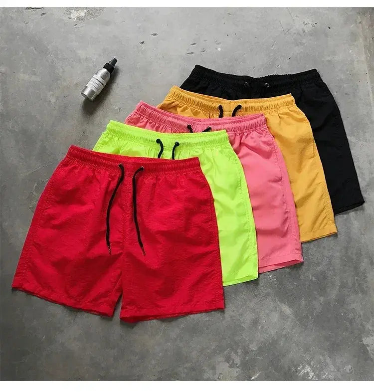 Men's swim shorts six-pack in assorted colors with drawstring waist