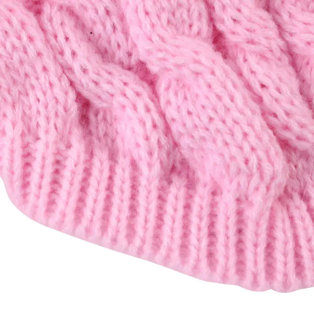 Small Dog Knit Sweater Autumn Winter Solid Color Fried Dough Twists Pattern Warm Cozy Pet Clothing