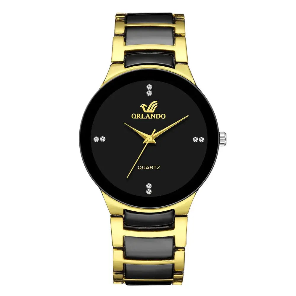 Men's Black Dial Steel Quartz Watch With Alloy Case And Band For Business And Everyday Wear