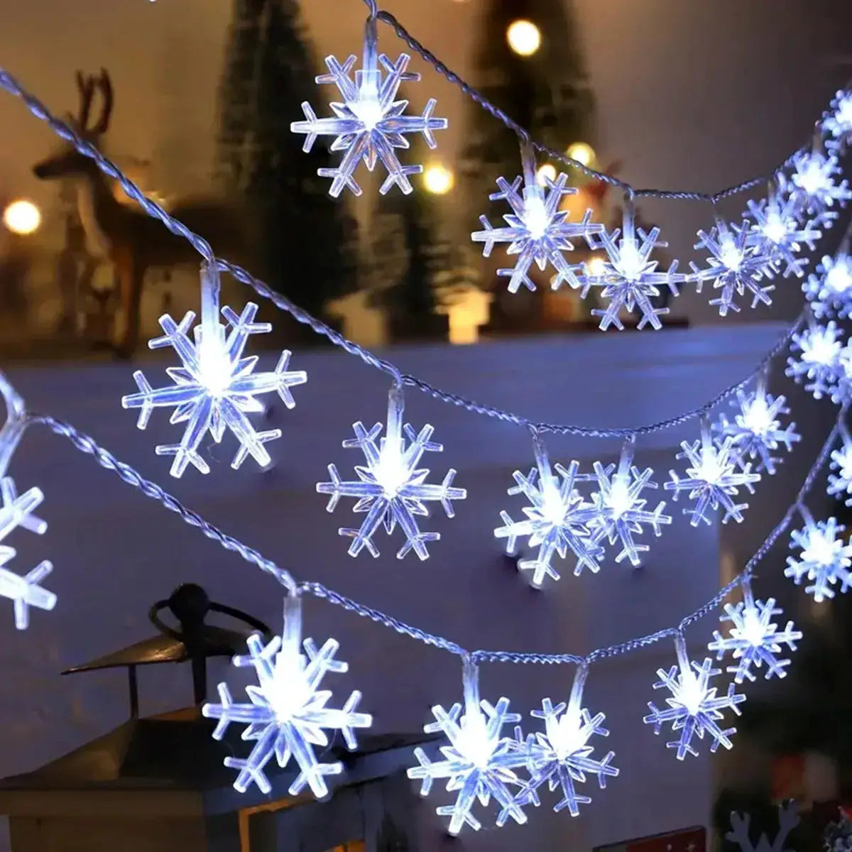 LED Christmas Snowflake String Light 1pc Indoor Outdoor Hanging Decor Fairy Atmosphere Lamp For Garden Party