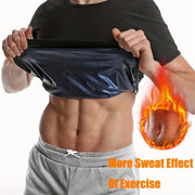 Men's sauna suit shirt compression vest in black with shiny inner lining for workouts