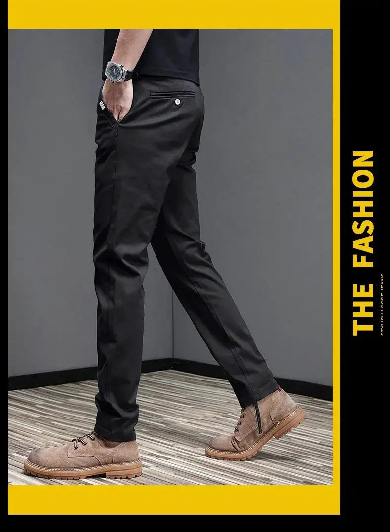 Men's casual pants Simples Market, black slim-fit cotton trousers with stretch