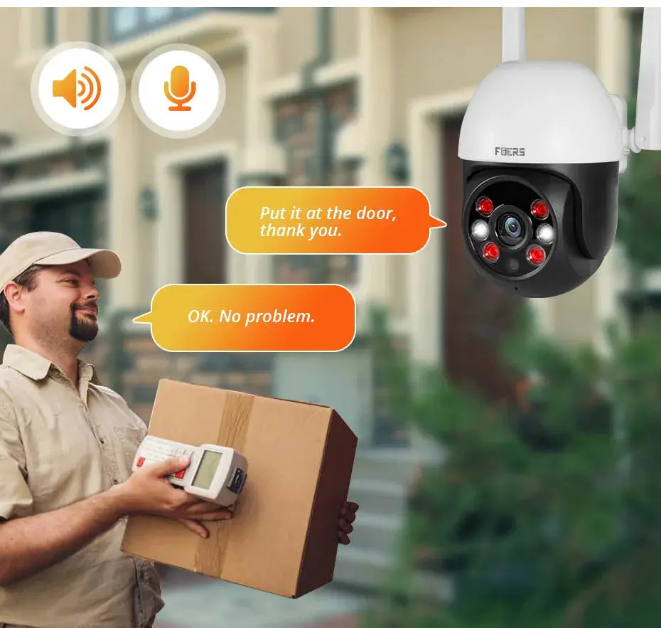 FOERS outdoor IP camera, 8MP 4K, AI human detection, WiFi CCTV with Tuya Smart
