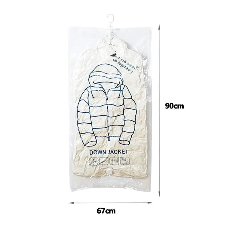 Hanging Vacuum Storage Bags Space Saver Vacuum Seal Storage Bags for Suits Dress Coats Jackets Closet Organizer