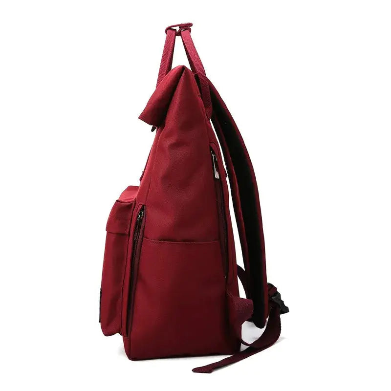 Simples Market red schoolbag backpack, large-capacity college bag with multiple pockets for 14-inch laptops