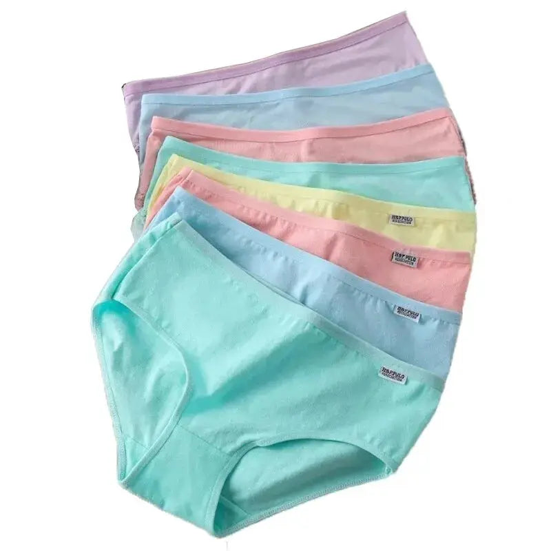 7Pcs Panties for Women cotton underwear set by Simples Market in pastel colors; breathable, soft briefs.