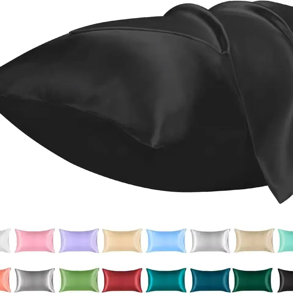 Satin pillowcase by Simples Market, 1pc for hair and skin, silky black with color options