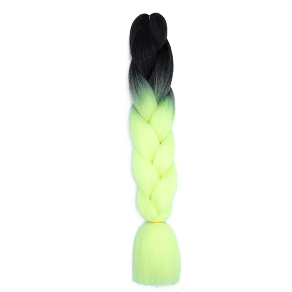 Simples Market 24-inch jumbo braiding hair extension in black-to-neon lime ombre, synthetic crochet braid
