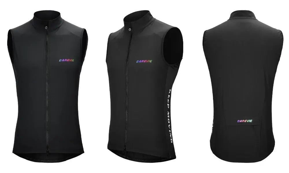 DAREVIE windproof cycling vest black unisex gilet with back zipper pockets by Simples Market