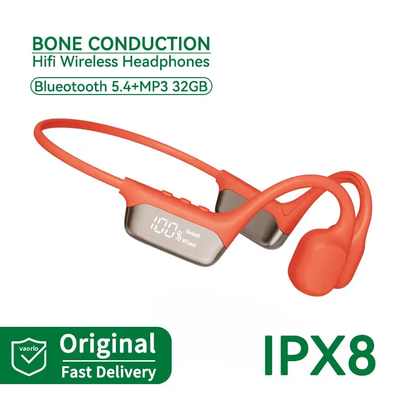 Bone Conduction Earphones IPX8 Waterproof Headset Bluetooth 5.4 Wireless 32GB Storage HiFi Stereo For Swimming