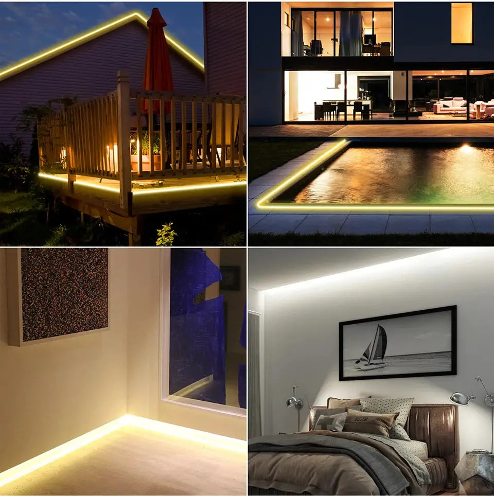 Simples Market COB LED strip light, 220/110V waterproof tape; 288 LEDs/m for deck, pool, indoor corner, bedroom lighting
