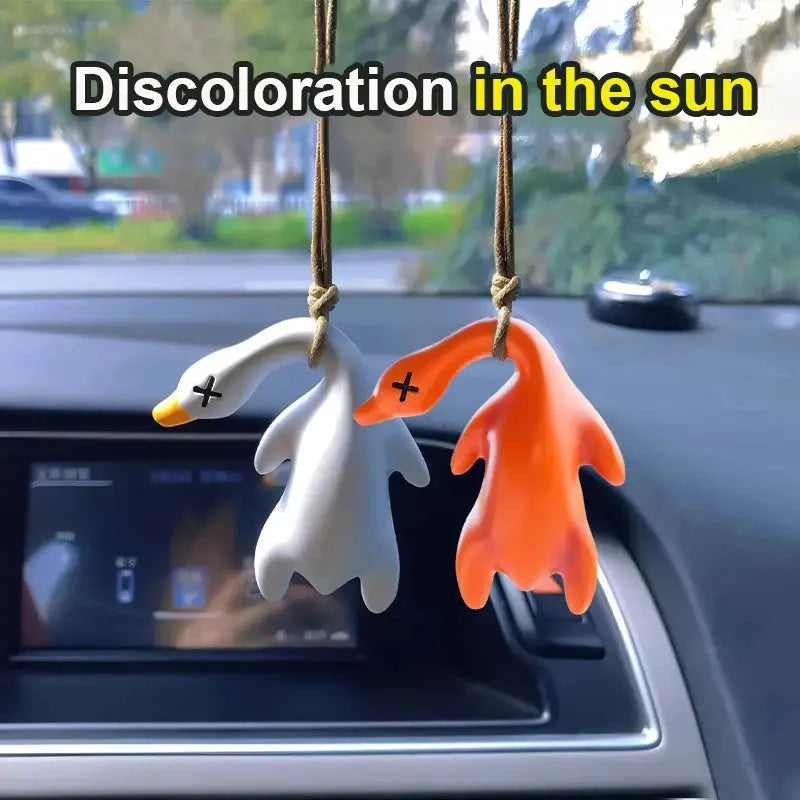 Color Changing Roast Duck Pendant Keychain UV Sensor Sunlight Activated Car Pendant Unisex Resin Jewelry