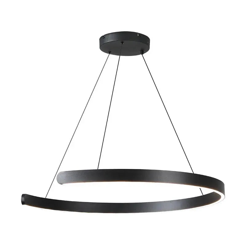 Modern ring ceiling chandelier by Simples Market, black LED circular pendant lamp