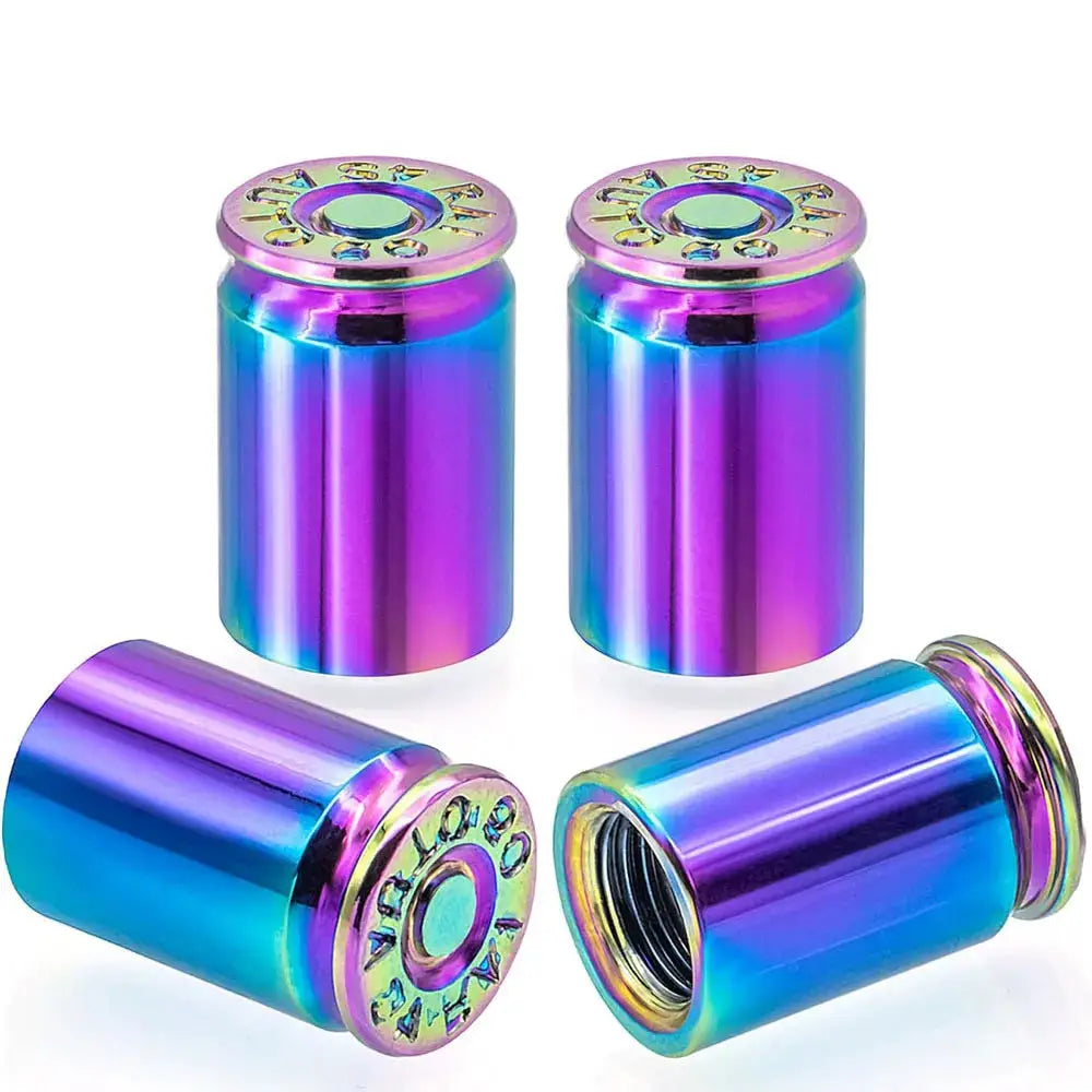 4 Pack Bullet Shell Tire Valve Stem Caps Aluminum Alloy For Cars SUVs Trucks Motorcycles Bicycles
