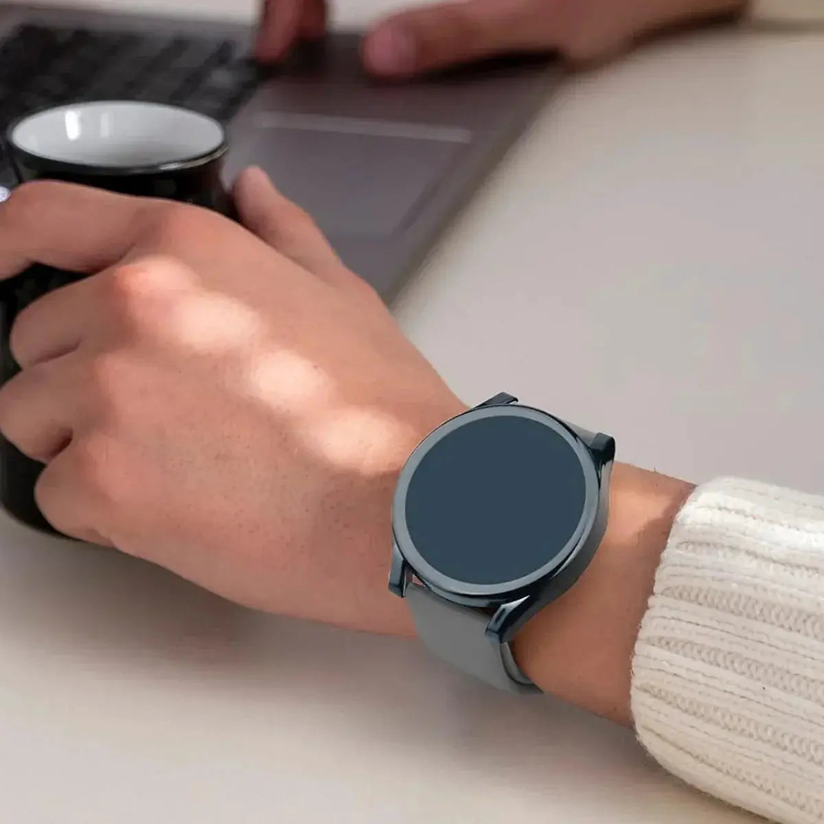 Full-cover TPU case for Samsung Galaxy Watch 7-6-5-4-FE (40mm/44mm) with blue-gray silicone bumper
