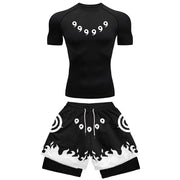 Anime Compression Set Running Sport Fitness Suit for Men Quick Dry Compression Shirt+Gym Shorts 2PCS Workout Summer Sportwear