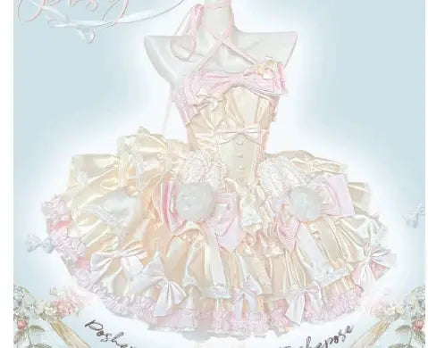 Girls Birthday Lolita Dress Tube Top Satin Bowknot Pettiskirt Mini