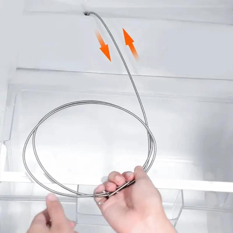 Stainless steel long flexible fridge drain dredge tool by Simples Market for cleaning fridge drain holes