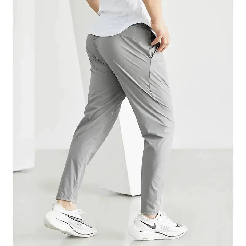 Men's running pants Simples Market grey quick-dry joggers with elastic waist and side pockets