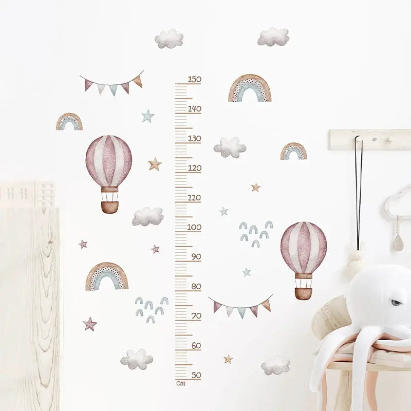 3-piece cartoon animal height ruler wall stickers; pastel PVC, removable waterproof decor for kids room Simples Market