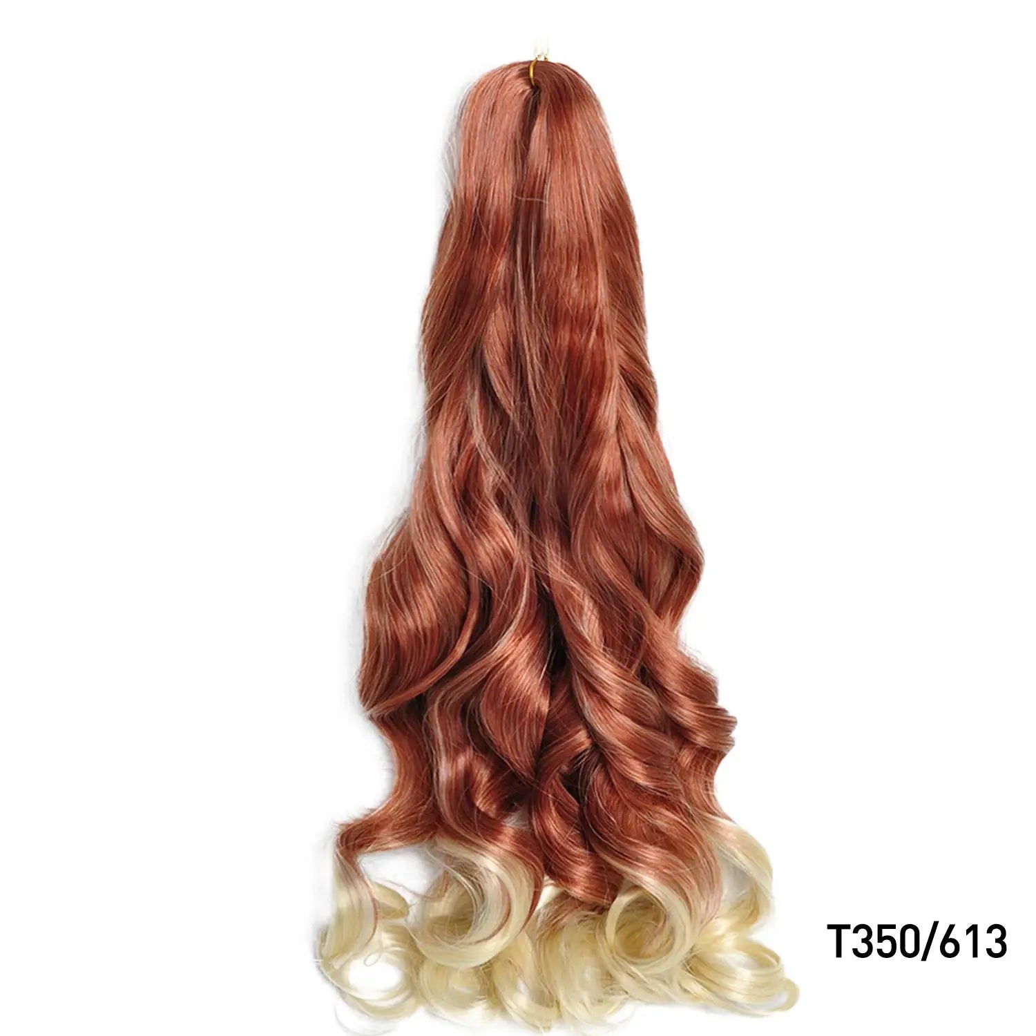 French Curls braiding hair extension bundle, 24-inch, red-to-blonde ombre, synthetic spiral curls