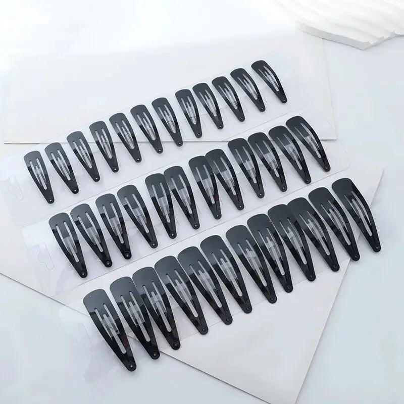 LuxeLoom Black Tassel Hair Clips Pack Of 36 Durable Electrophoretic Iron Secure Hold For All Ages