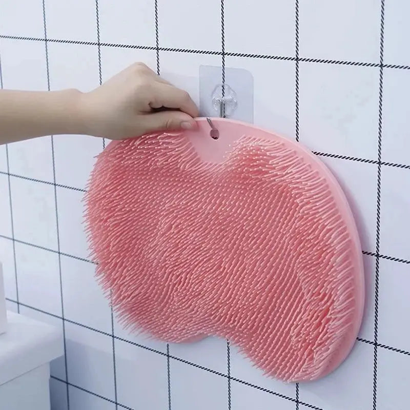Foot Wash Brush With Back Scrubber Suction Cup Bath Tool Exfoliating Shower Pad Massager Mat