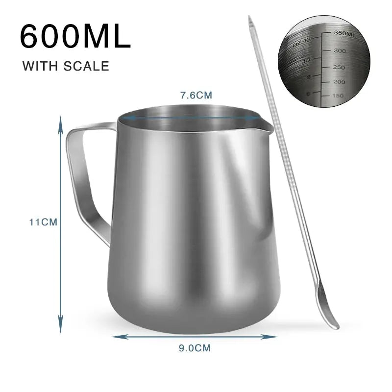 Stainless Steel Milk Frother Jug 100ml 350ml 600ml Frothing Pitcher For Coffee Latte Barista Espresso Maker Accessory