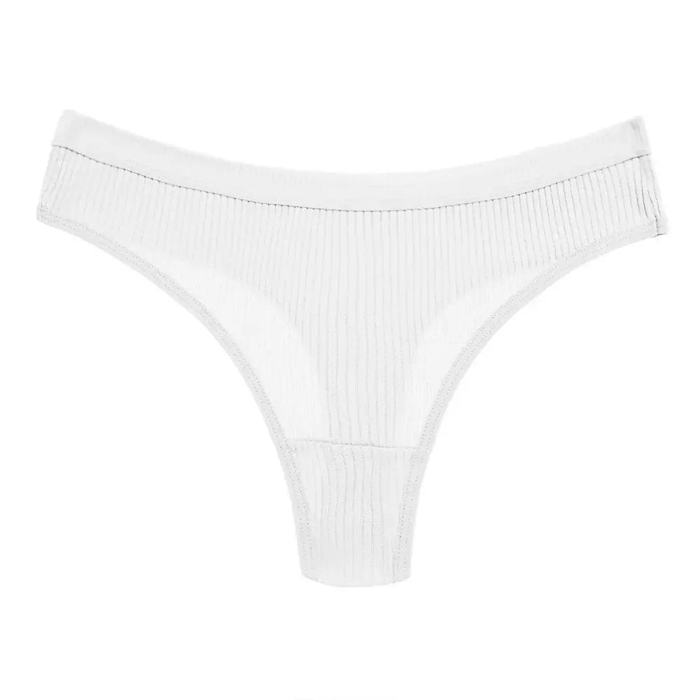 Simples Market white ribbed cotton G-string thong underwear