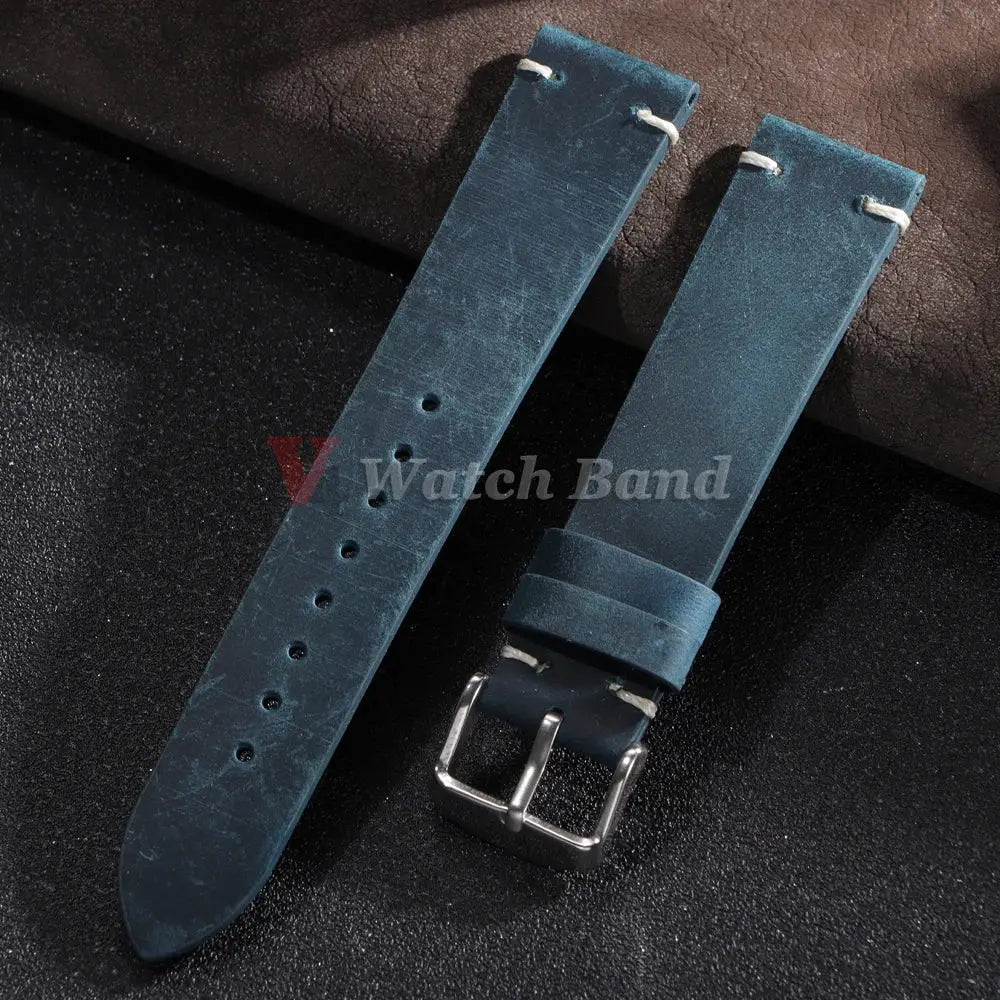 HeritageCraft Vintage Oil Wax Leather Watch Band Handmade Cowhide Strap 18mm to 24mm for Omega and Seiko Watches