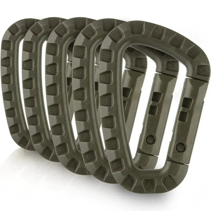 Military tactical carabiners D-ring clips, olive drab color, 4-pack for backpacks and outdoor gear - Simples Market