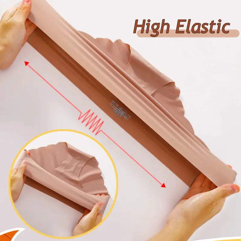 Ice Silk Seamless Panties 4PCS Set nude color, high-elastic underwear with no-trace wavy sides