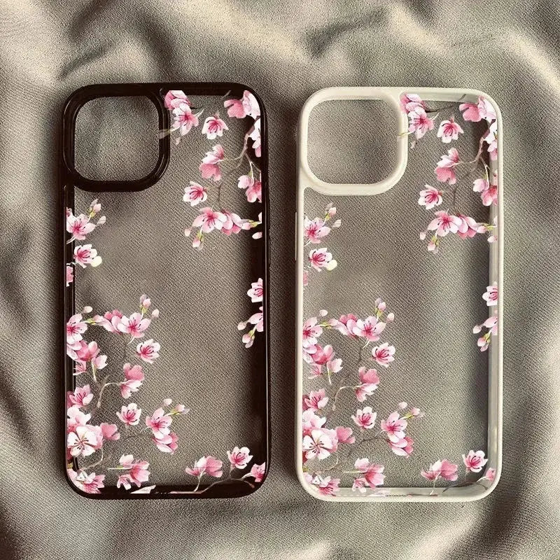 BloomShield Pink Magnolia Flower Case For IPhone 7 Through 17 Clear TPU Shockproof Hard Cover With Floral Pattern