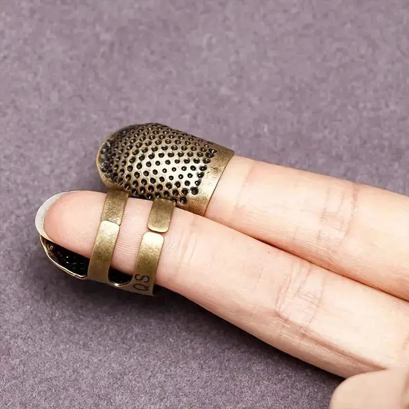 Adjustable Vintage Sewing Thimble Handmade Non Slip Embroidery Ring Finger Holder