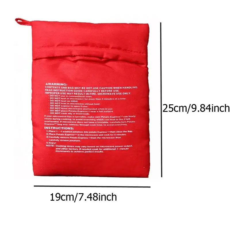 Reusable Express Microwave Potato Bag for Perfect Baked Potatoes in Minutes Red 4 Minutes Pouch
