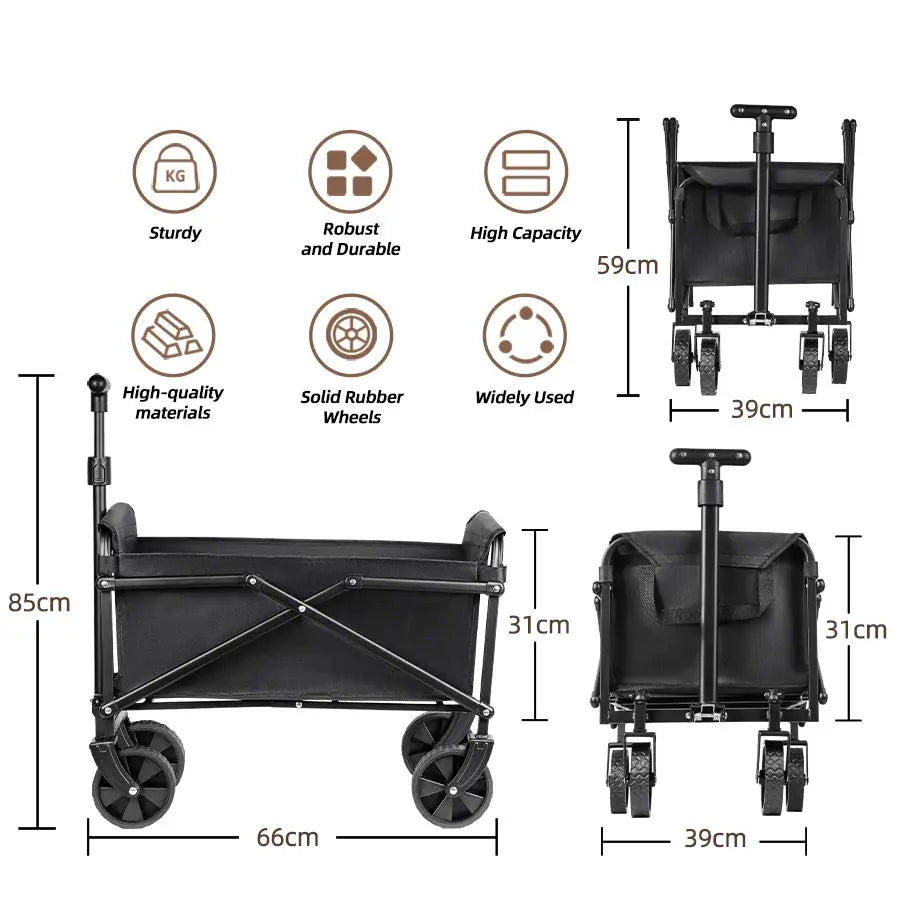Foldable Portable Picnic Cart For Outdoor Camping Heavy Duty Collapsible Utility Cart For Beach And Shopping